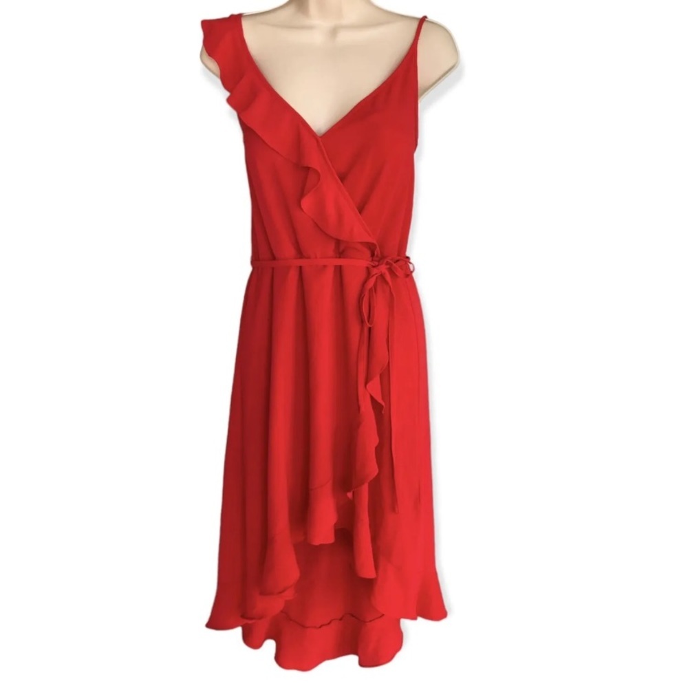 H&M Red Ruffle Midi Dress - Picture 4 of 4